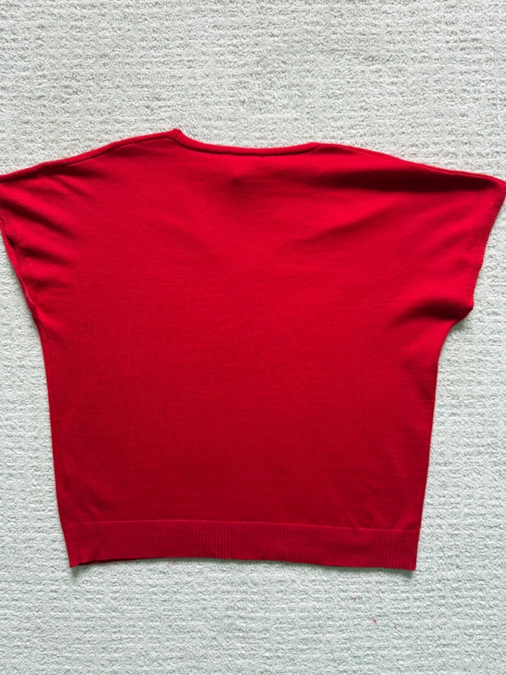 CYNTHIA ROWLEY | V-neck Red Cap-Sleeve Sweater Sz M - Picture 2 of 6